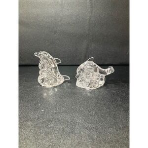 Lenox Lead Crystal Dolphin Salt Pepper Shakers, Czech Republic Made, Table Decor